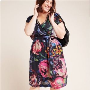 anthropologie astrid plus needlepoint floral dress - Fits like 2X